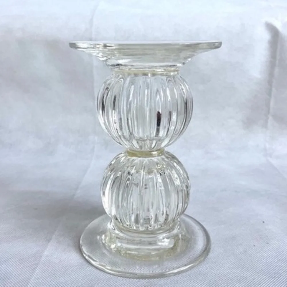 Vintage Candle Holder Double Pack Bubble Glass Candle Holder Glass Candlestick